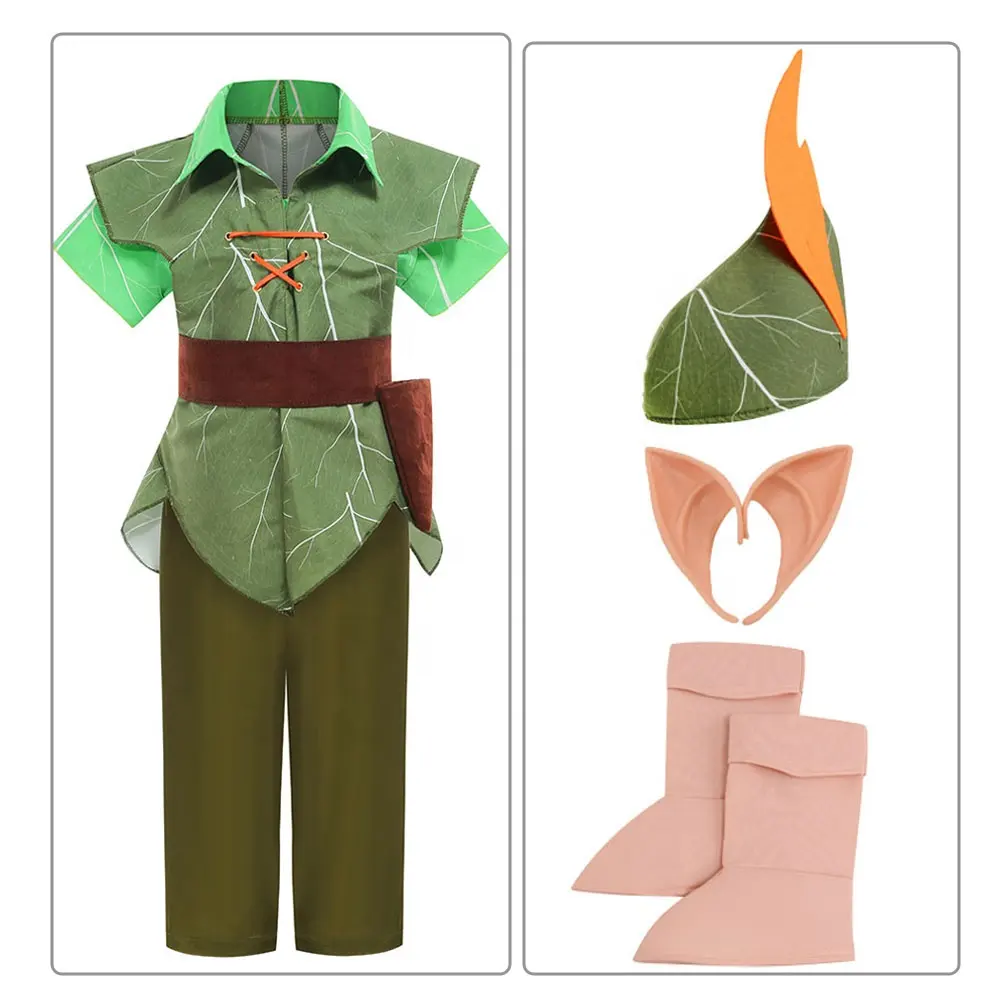 Disfraz de Carnaval de Navidad para niños, vestido de Hada Verde de Tinkerbell, trajes de elfos para bebés, disfraces de Robin, Halloween, Peter Pan