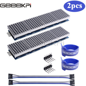GeeekPi 2 pezzi MAX7219 modulo a matrice di punti per microcontrollore Arduino 4 in un Display con linea 5P rosso/giallo verde/Bule
