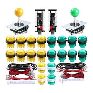 Juego de botones de Arcade y Joystick de 2 jugadores, controlador para Windows y Raspberry Pi, Joysticks de 5 pines, 20 botones