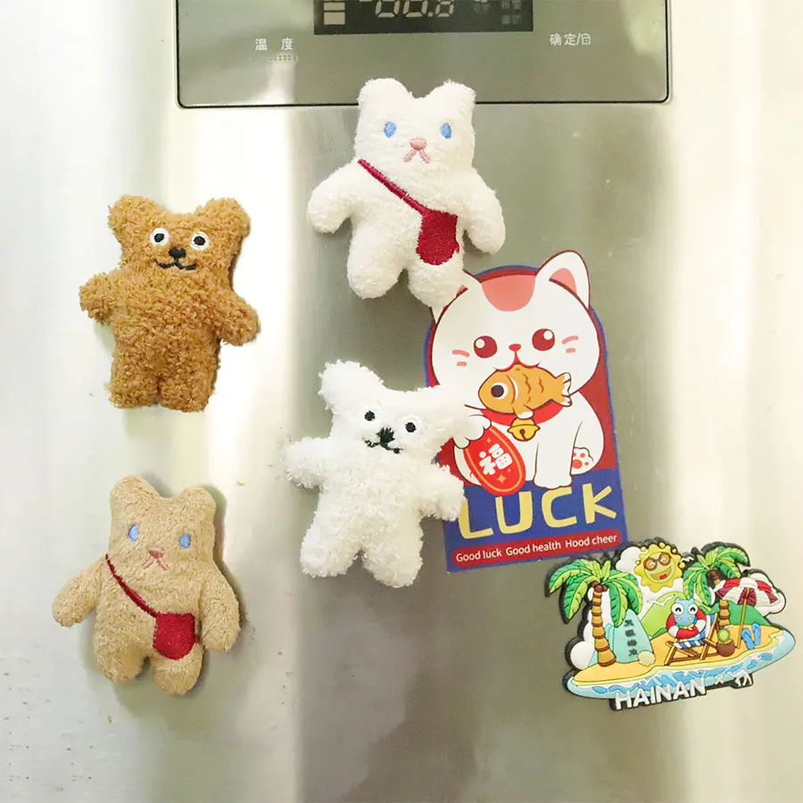 Hign Quality toys Eco-friendly Cute Animals Plush dolls 3D Fridge Magnets For Kids