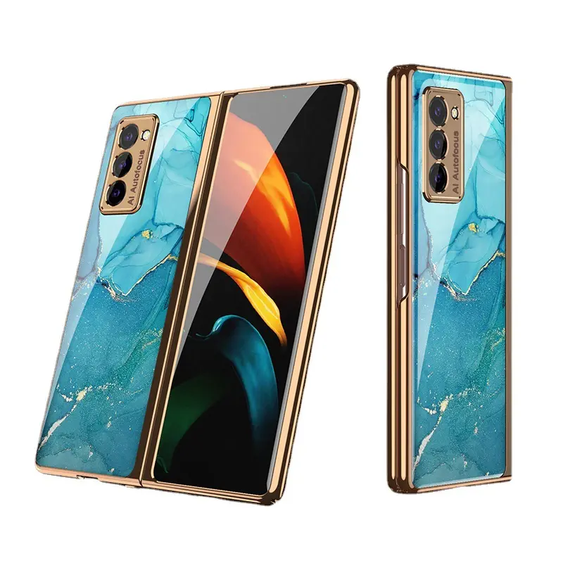 Funda Protectora de Cuero para Teléfono Móvil Samsung Fold2, Protector de Pantalla Plegable Anticaída, Todo Incluido, Diseño Creativo, Z Fold2