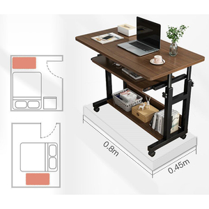 <strong>Custom</strong> Brown Wood Manual Height Adjustable Lifting Desk Office Furniture <strong>Computer</strong> Lift Table with Storage and Keyboard Tray - Product Image 6