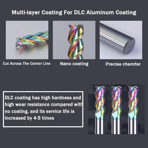 Tungsten katı karbür kare frezeler için alüminyum 3 flüt DLC DLC kaplama freze ahşap için kesici CNC işleme seti - Product Image 6