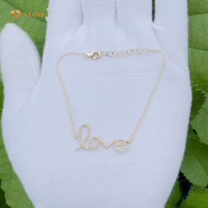 VLOVE altın takı toptan elmas bilezik takı 0.20CT elmas aşk bilezik
