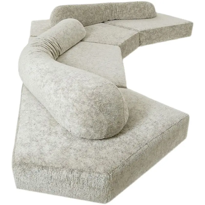 Luxo design minimalista sala de madeira maciça Frame sofá mobiliário moderno tecido irregular secional sofá