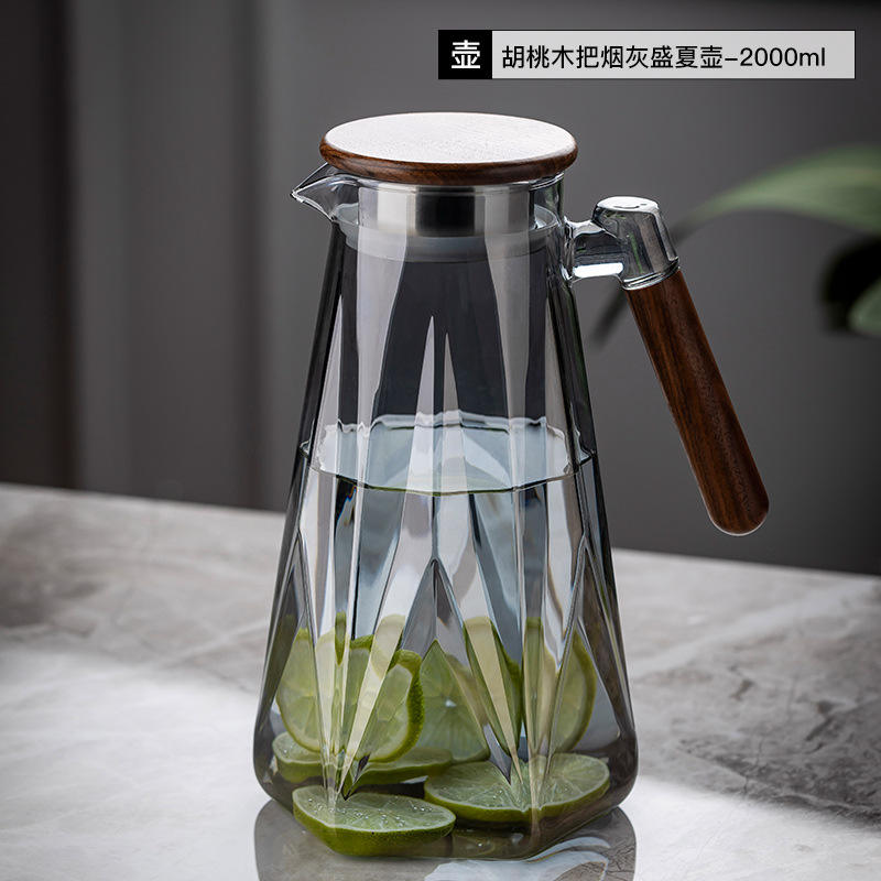 Cenicero con mango de madera de nogal para uso en verano - 2000ml