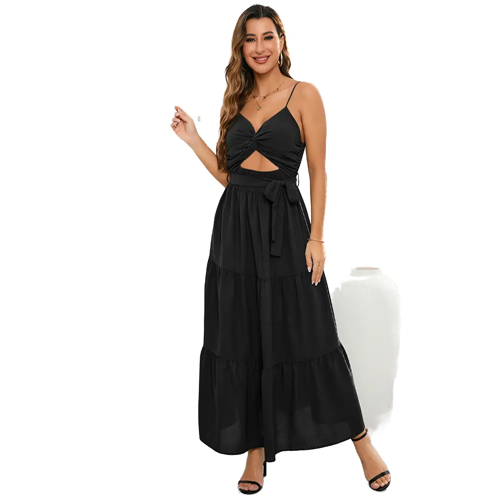 Boskims moda donna taglie forti Maxi abito elegante sottoveste sottile con decorazione cintura abito da ballo Silhouette per la primavera autunno