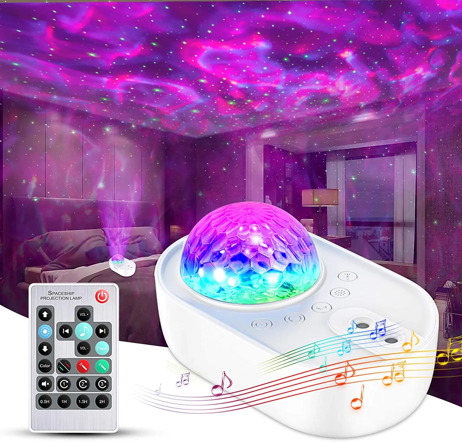LED 3 1 스타 갤럭시 프로젝터 야간 조명 프로젝터 음악 스피커 원격 제어 5 화이트 소음 침실 파티 어린이 성인
