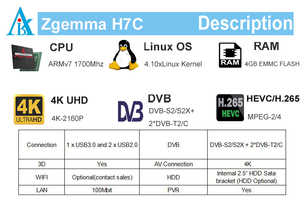 Receptor de televisión por satélite ZGEMMA H7C, decodificador con sistema operativo Enigma2 Linux, 2 sintonizadores triples, 2x1/2x1/C, H7C - Product Image 6