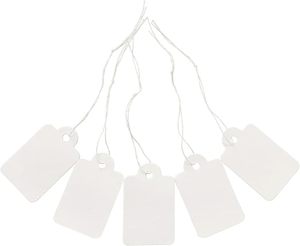 Riciclabile Super Mini carta bianca scrivibile appendi cartellini con stringhe di prezzo - Product Image 1
