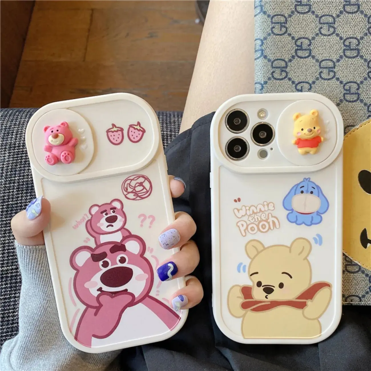 Wholesale 3D Bear Cartoon Push Window Phone Case for Phone14promax Apple 12 11 Mobile Phone Case Soft Shell