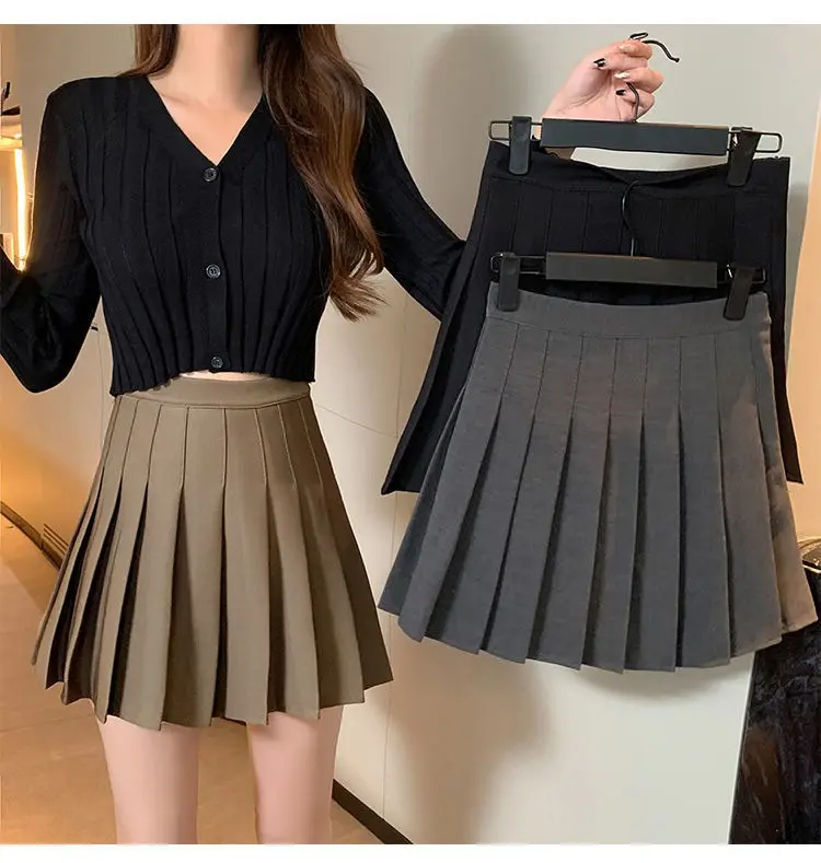 Minifaldas plisadas de estilo Preppy para chicas, uniforme escolar, verano, cintura alta