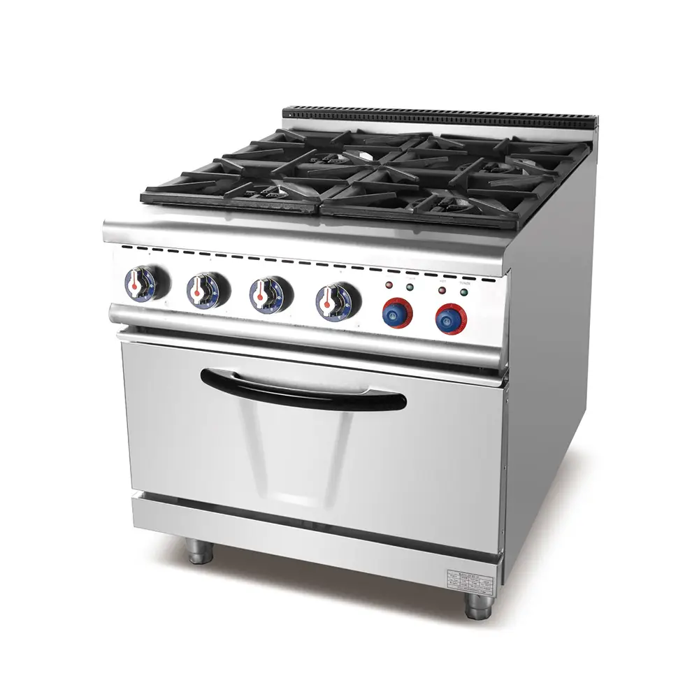 Industrial Cooking Range Free Standing Gas Stove 4 Burners With Oven Price