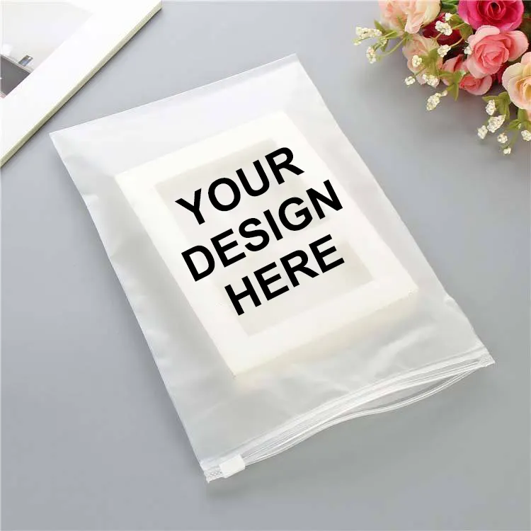 Custom Your Own Logo Eco friendly Zipper Resealable Clothes Packaging Frosted Plastic Ziplock Bag for Abaya Hijab Packaging Bags