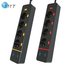 Regleta de alimentación de escritorio de la UE con 4 enchufes de interruptor independientes y 2 enchufes universales multifunción de extensión USB/1 tipo C - Product Image 5