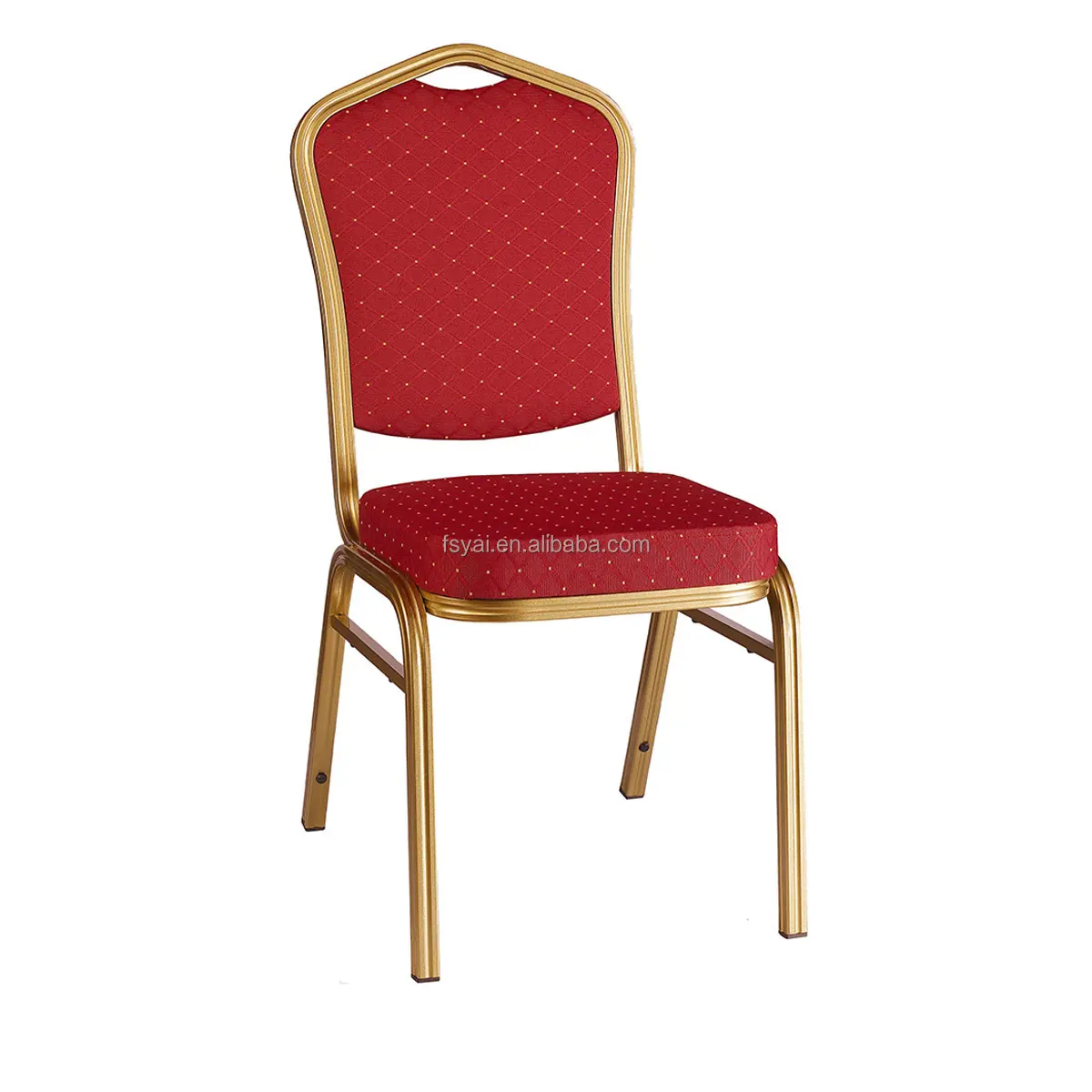 فندق عالي الجودة يستخدم الكروم الألومنيوم مقعد قابل للرص والتخزين مأدبة الذهب المقاوم للصدأ كرسي مأدبة من الحديد