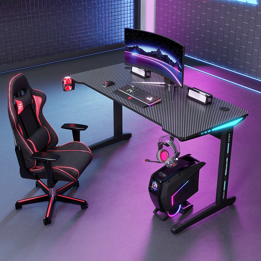 Black Gaming Desk and Chair Set