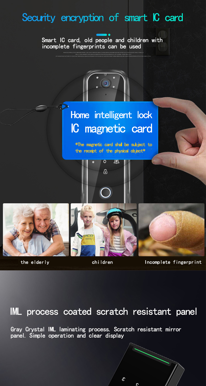 3D face recognition door lock smart finger print locks smart security door  touch screen lock