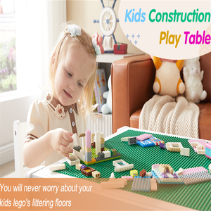 Houten Activiteitstafel Met Boekenplank Kinderen Houtconstructie Spelen Tafel Bouwstenen - Product Image 6