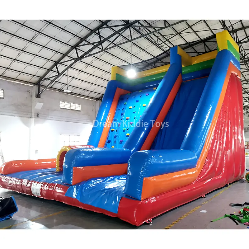 Giant Inflatable Rock Climbing Wall With Slide Sports Game Outdoor Playground Slide Inflatable Wall Climb For Adults And Kids
