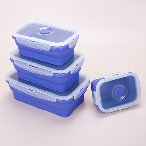 Juego de vajilla de silicona sin BPA, fiambrera Bento plegable y apilable, contenedor de almacenamiento de alimentos plegable, paquete de 4 - Product Image 2