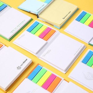 定制尺寸标志办公学校5色荧光印花促销文具再生纸贴便签记事本套装