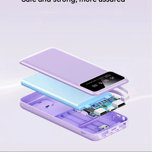 10000mAh Ultra Slim Power Bank Eingebautes Ladekabel Universelles schnelles USB-Laden für iPhone Android Phones Tragbares Ladegerät - Product Image 5