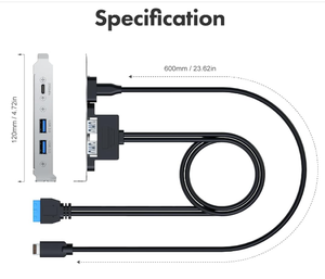 USB-C ve USB3.2 type-e anahtarına USB-PCIe braketli 20 pinli ve 19 pinli USB3.0 konektörleri - Product Image 4