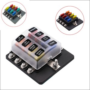 8ウェイATCヒューズホルダー5A10A 15A20Aブレードバッテリー端子マウントヒューズボックス、透明カバーLEDライト付き - Product Image 1