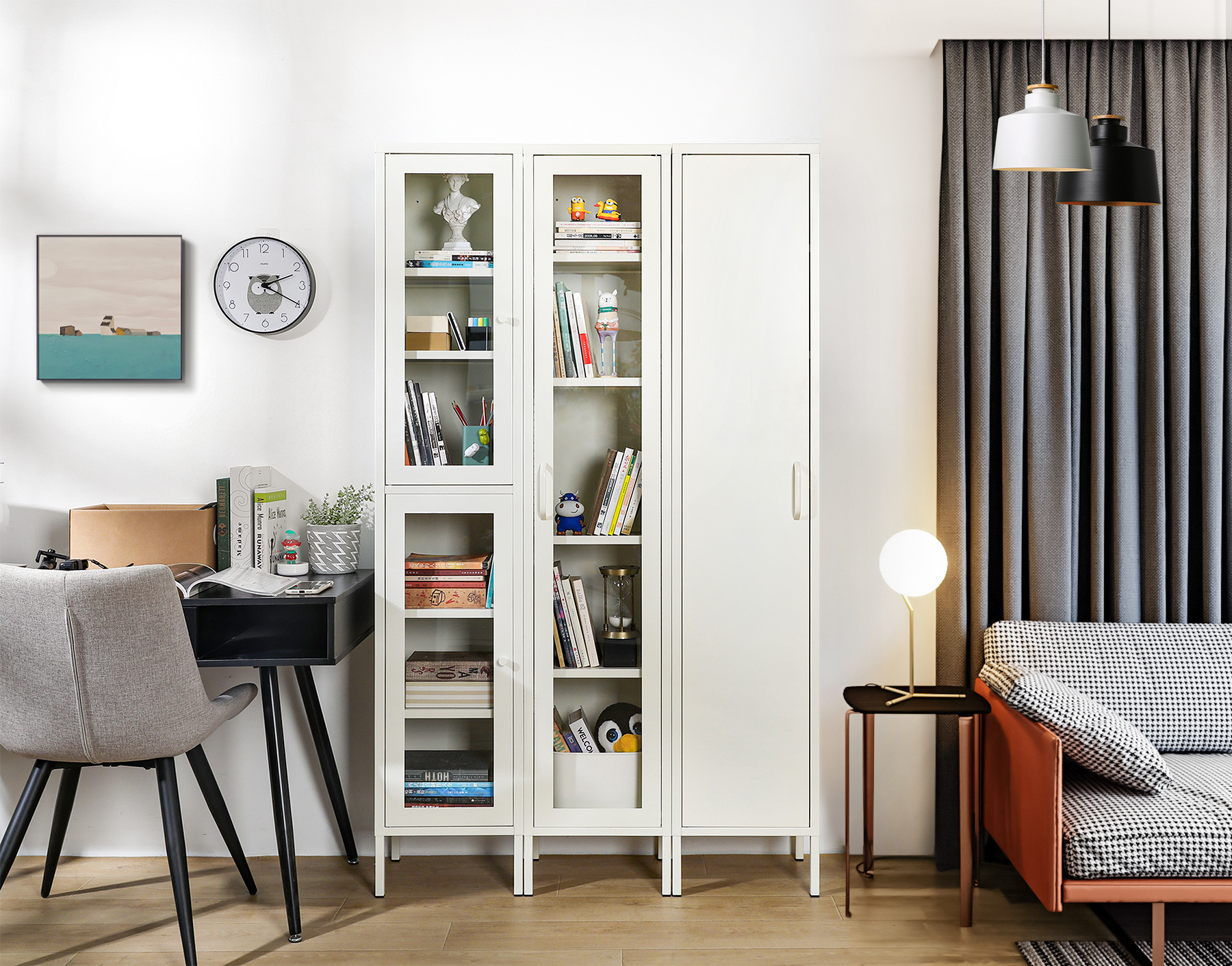 good quality steel material KD Home furniture household bookcase metal crevice storage cabinet for home and office use