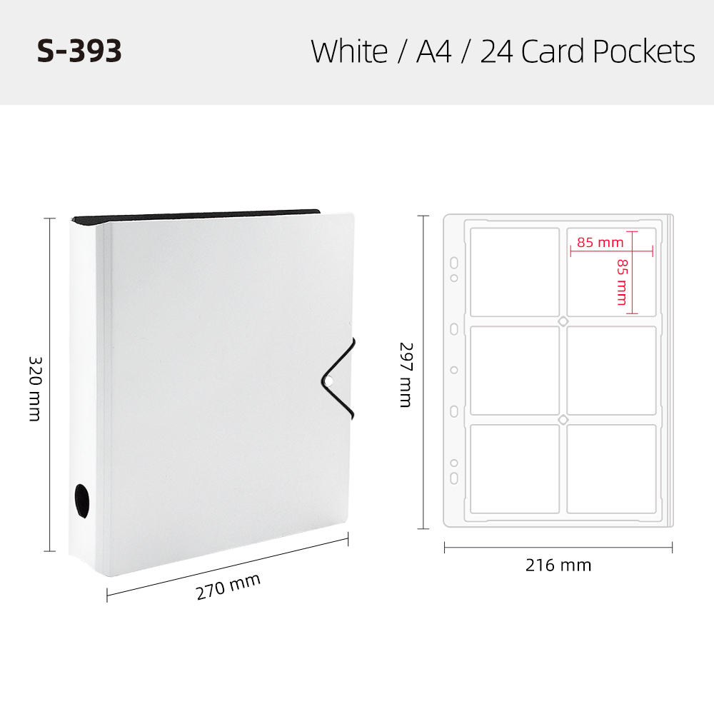 Blanc - A4 - 6 pochettes - Porte-cartes pour badge 85 mm (24 cartes)