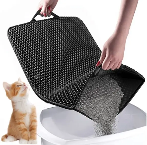 Nouveau tapis de litière pour chat double couche avec lit imperméable anti-rayures en nid d'abeille EVA facile à nettoyer