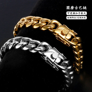 Personnalisé 12mm Miami Cubain Lien Chaîne gourmette pour hommes Bracelet 18K Or PVD Collier Diamant Bouton Fermoir Cubain Chaîne à maillons - Product Image 3