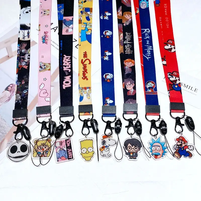 Tali gantungan kunci Luffy satu buah, gantungan kunci ponsel baru, tali gantungan kunci Luffy anime Jepang, lencana rantai leher panjang
