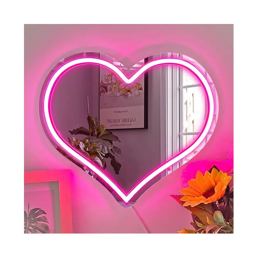 Winbo Vente en gros Miroir avec lumière LED pour chambre à coucher Décoration de mariage Miroir de courtoisie mural avec lumières Miroir néon Dreamcolor