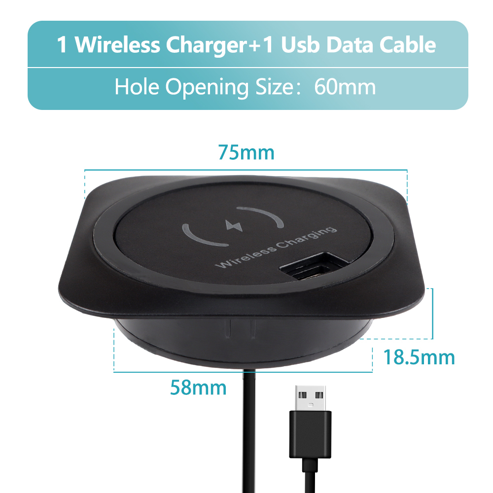 Noir, chargeur sans fil 15 W + port de chargement USB A+C