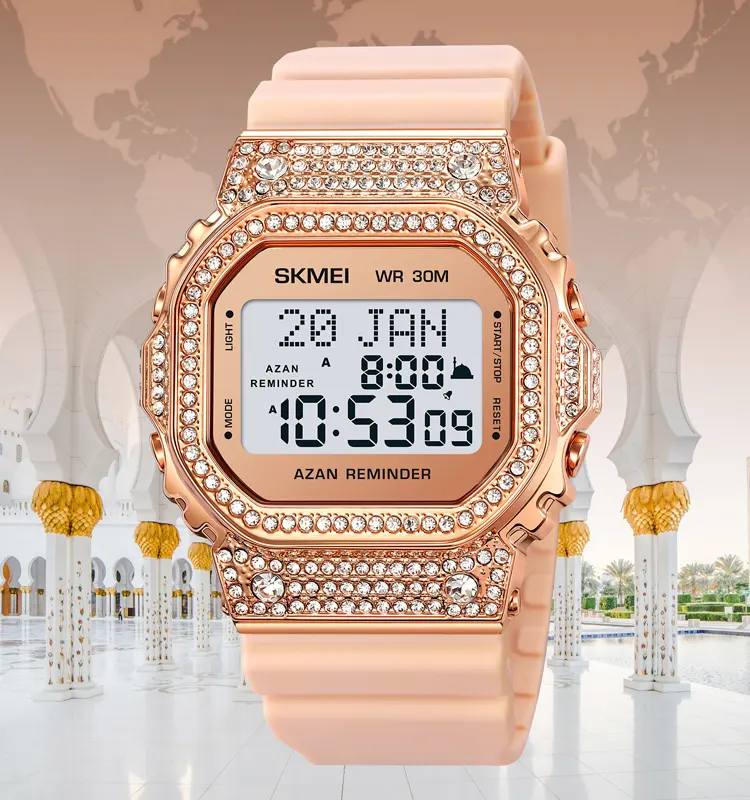 SKMEI 2052 personalizado hombres multifunción reloj deportivo para hombre moda musulmana qibla Azan reloj
