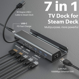 Buhar güverte Dock Hub alüminyum USB C için 7 in 1 yerleştirme istasyonu Ethernet DP ekran hızlı şarj - Product Image 4