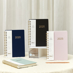 Englisch 176 Blatt Spiral gebunden Hardcover Notebook 365-Tage-Planer Kalender in bunter Abdeckung PU Hot Stamp ing 14.6x20.8 Zoll - Product Image 1