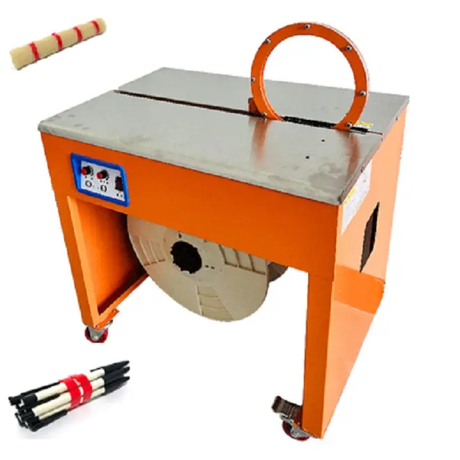 automatic mini small agarbatti incense stick vegetables money flower Strapping bundle bundling binding machine with pvc pp tape