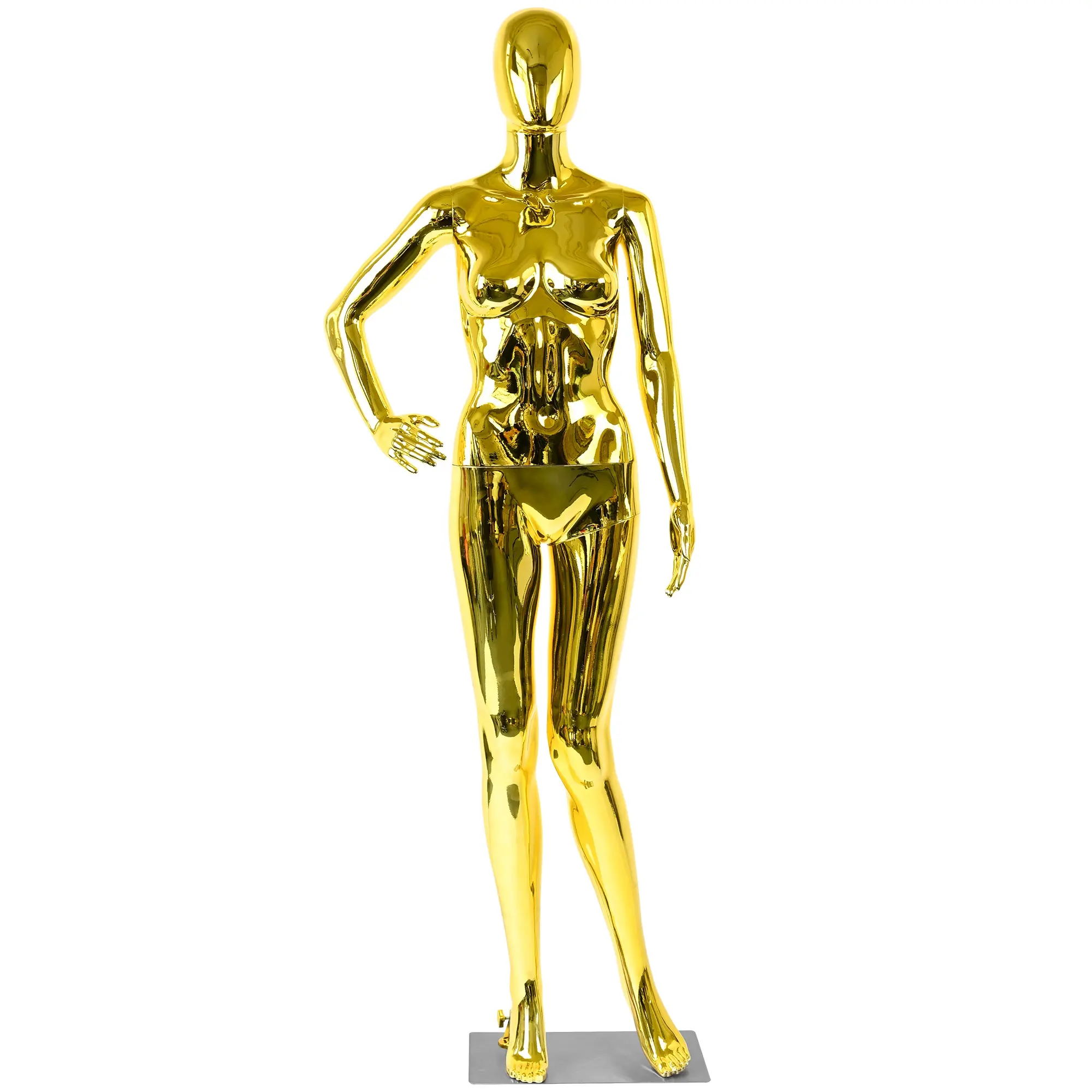 Maniquí femenino de cuerpo completo, maniquí dorado y cromado de 175cm de altura