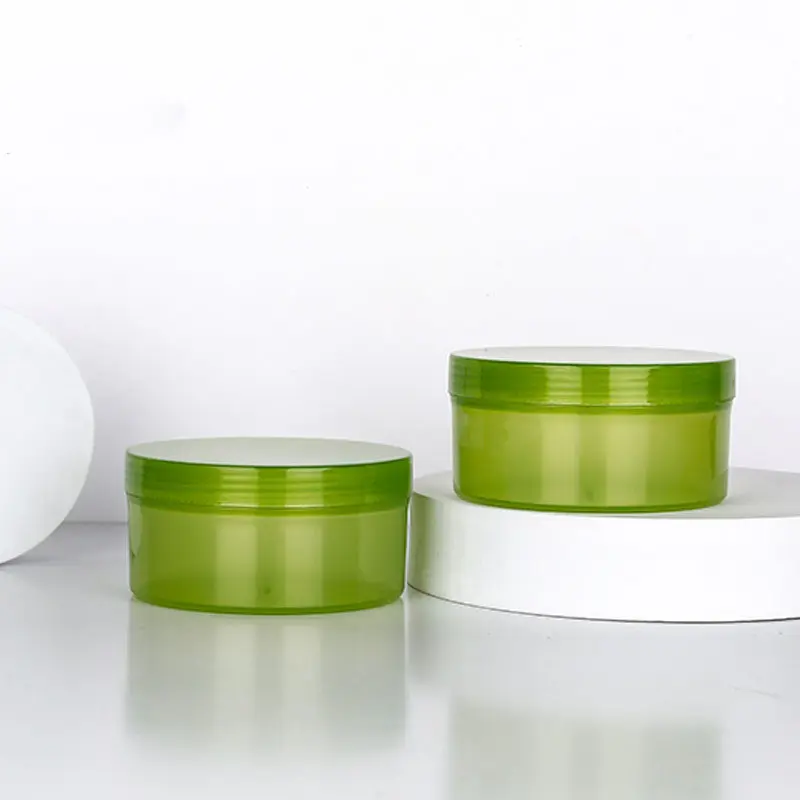 Toptan boş konteynerler 300g yeşil cilt bakımı yüz kremi PP plastik kozmetik kavanozları