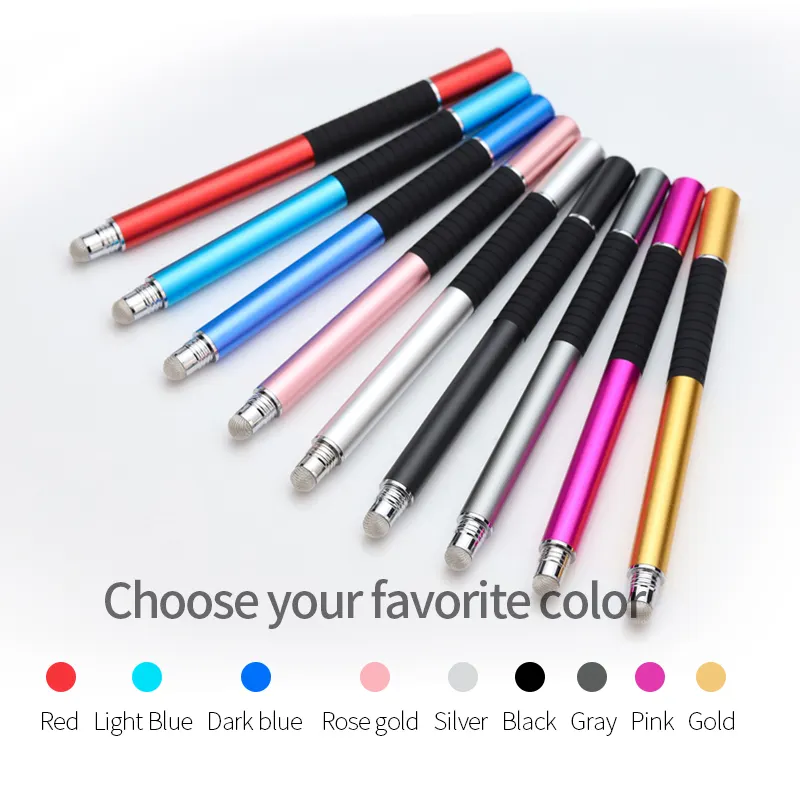 2 in 1 özel logo tablet disk metal kapasitif stylus kalem kalem laptop için fabrika fiyat dokunmatik ekran kalemi metal stylus kalem ucu