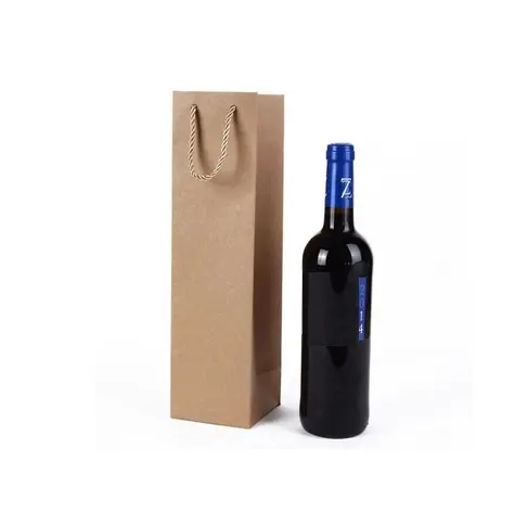 Borsa personalizzata riciclata sacchetti di vino marrone sacchetti di carta piccola borsa marrone borse per il vino