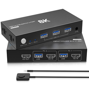 8K HDMI KVM交换机1显示器2台电脑USB 3.0 EDID 8k60hz 2端口KVM交换机 - Product Image 1