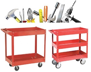 รถเข็นเหล็กแพลตฟอร์มเหล็กอเนกประสงค์แบบหมุนได้2ชั้นทนทานมีล้อล็อก - Product Image 6
