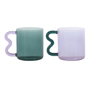 Farklı renk kolları ile özel yaratıcı renkli cam bardak özelleştirilebilir uzun borosilikat cam kahve kupa - Product Image 6