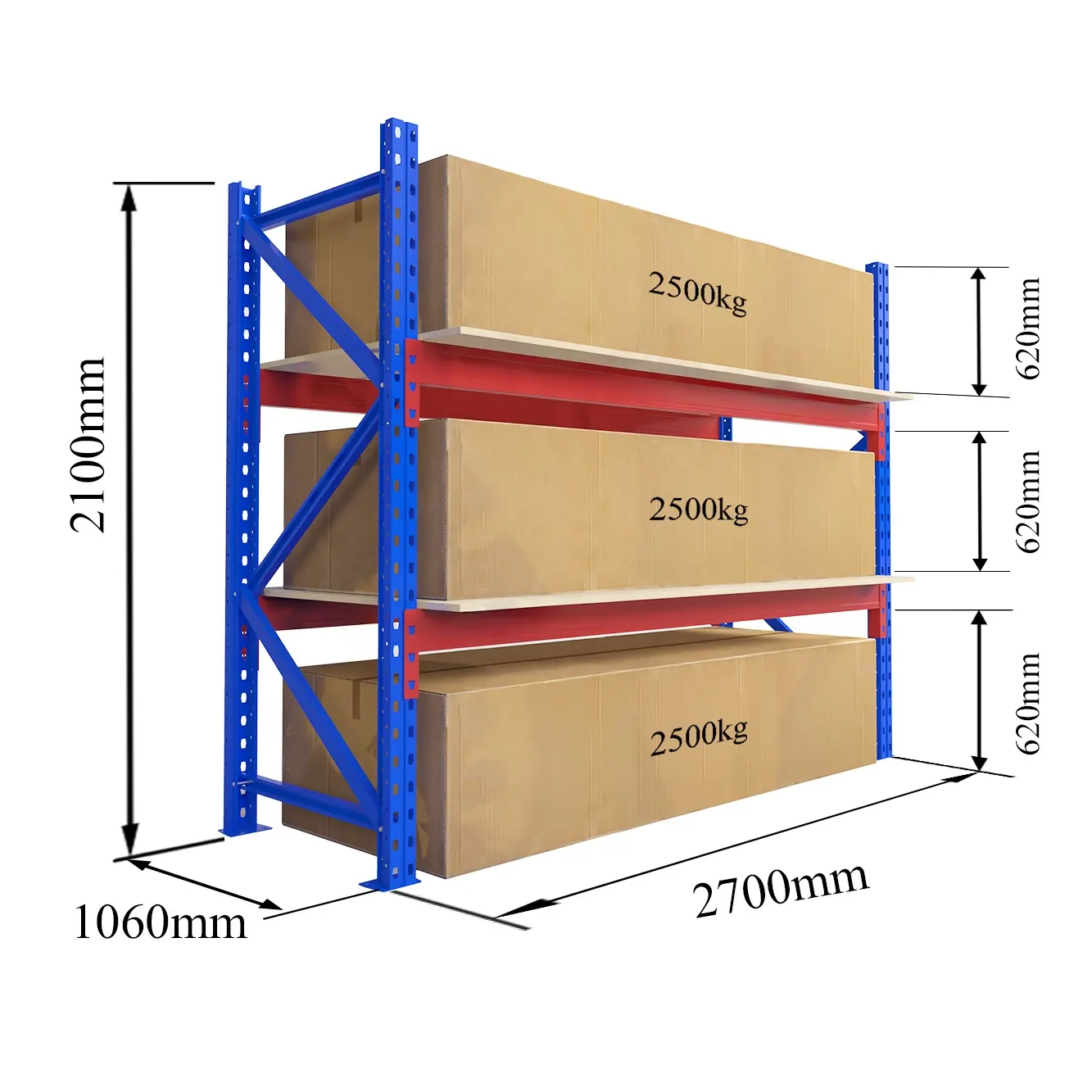 Vendita calda pesante magazzino di scaffalature Multi-strato portante 2500 kg di stoccaggio Rack industria logistica scaffali