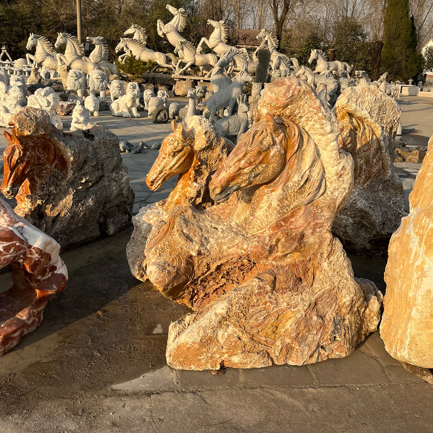 A grandezza naturale arte antica scultura in pietra pietra marmo cavallo statua marmo onxy testa di cavallo per la decorazione interna