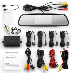 Monitor de espejo retrovisor Universal de 4,3 pulgadas, Sensor de aparcamiento de vídeo para coche, cámara de marcha atrás, Ayuda de marcha atrás con 4 Uds., sistema de Sensor de aparcamiento